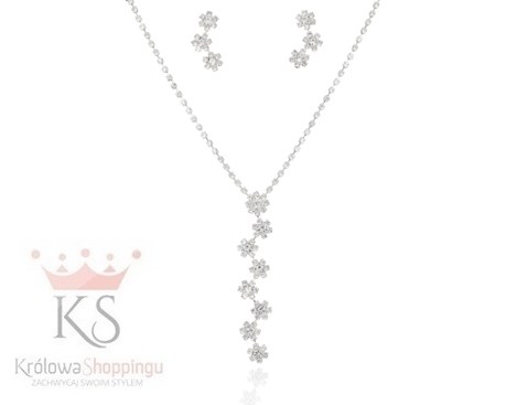 Komplet cyrkonie kwiatki