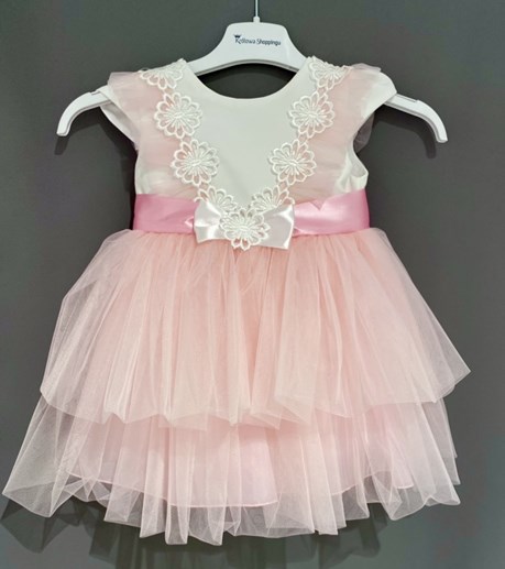 Sukienka dziecięca tiul koronka u góry róż