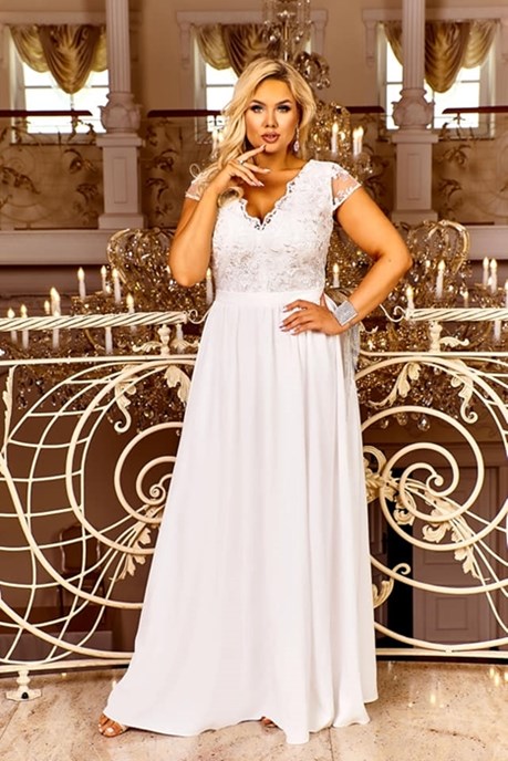 Sukienka długa kwiatowa góra biały