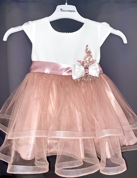 Sukienka dziecięca kokardka falbana wrzos