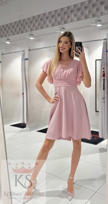 Sukienka krótka pas rękawek róż