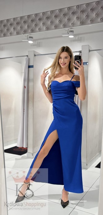 Sukienka długa prosta opadający rękawek chaber