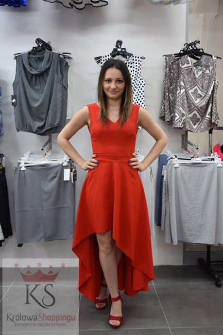 Sukienka asymetryczna prosta czerwony