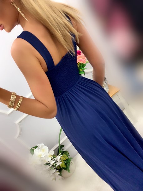 Sukienka długa kokardka granat