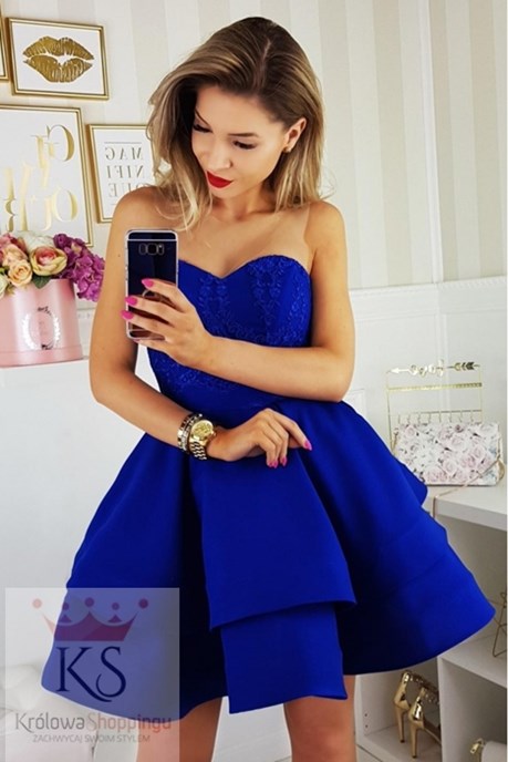 Sukienka krótka siatka ramiączka chaber