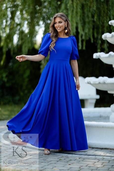 Sukienka długa 3/4 rękawek wiązanie plecy chaber