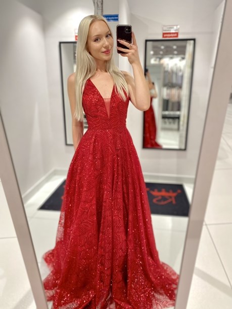 Sukienka długa balowa brokat bordo