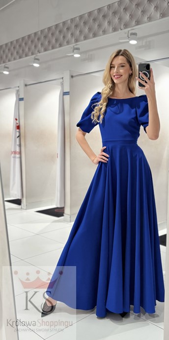 Sukienka długa 3/4 rękawek wiązanie plecy chaber