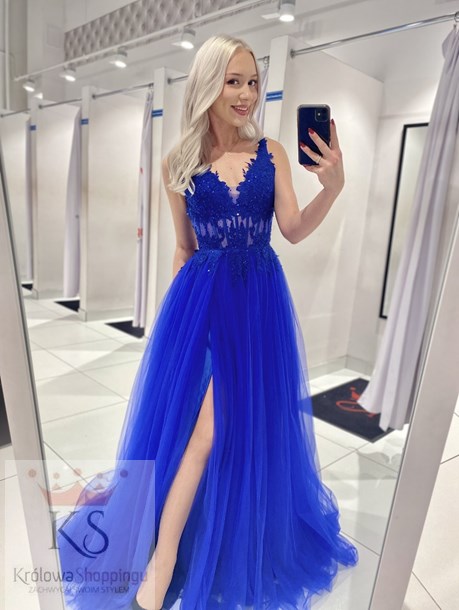 Sukienka długa tiulowa gorset koronka chaber