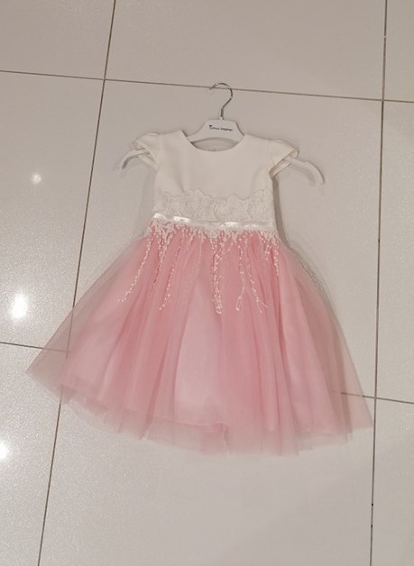 Sukienka dziecięca zdobienie kokarda tył róż