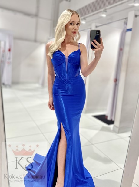 Sukienka długa gorset na ramiączkach chaber