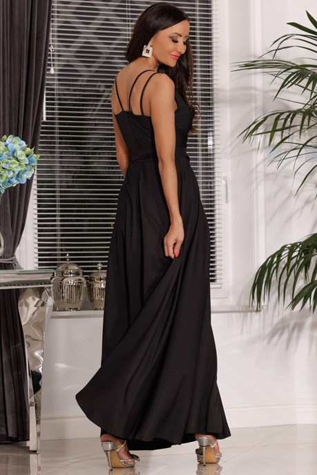 Sukienka długa na ramiączkach gładka czerń