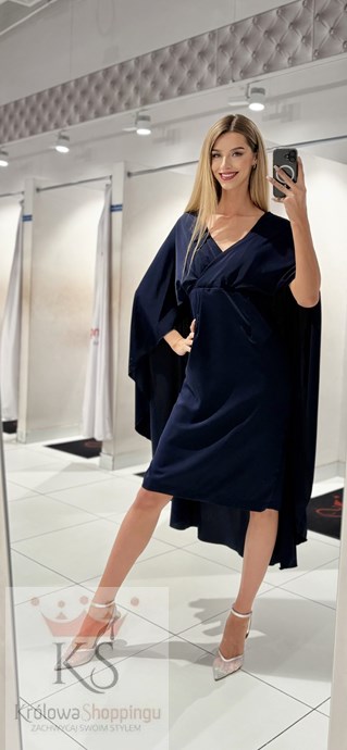 Sukienka krótka prosta z narzutką granat