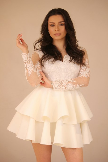 Sukienka krótka pianka rękaw biały