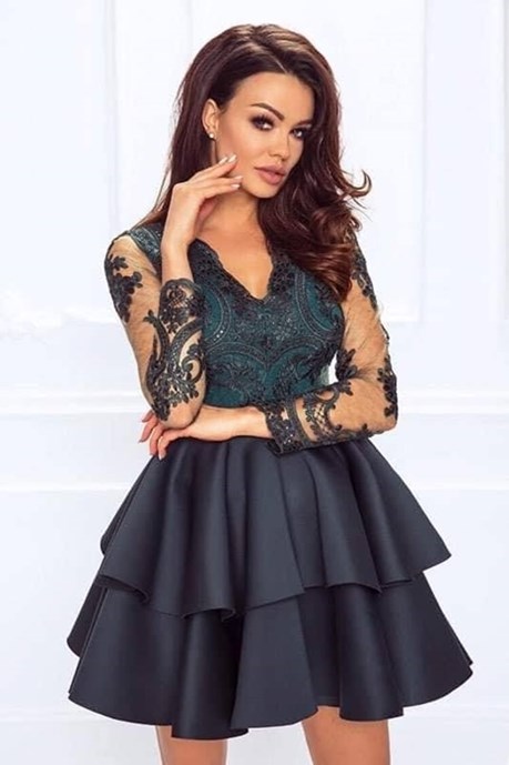 Sukienka krótka pianka rękaw zieleń