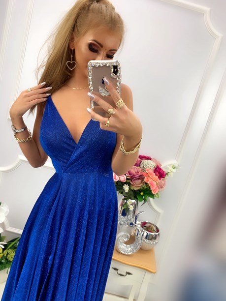 Sukienka długa brokatowa odkryte plecy chaber