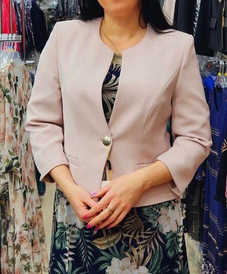 Żakiet materiałowy guzik beż