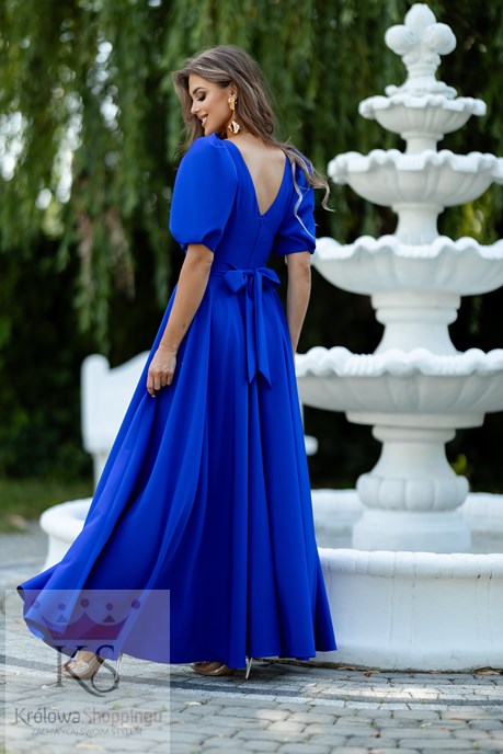 Sukienka długa 3/4 rękawek wiązanie plecy chaber