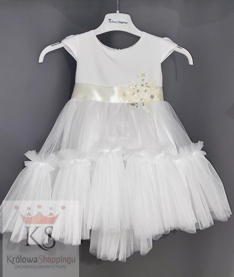 Sukienka dziecięca tiul asymetria biel