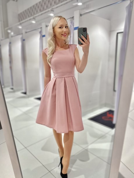 Sukienka krótka rozkloszowana wrzos