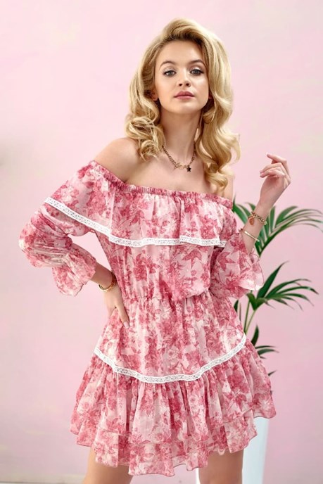 Sukienka krótka hiszpanka kwiaty róż
