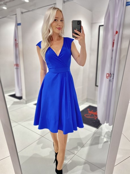 Sukienka midi dekolt zakładka chaber