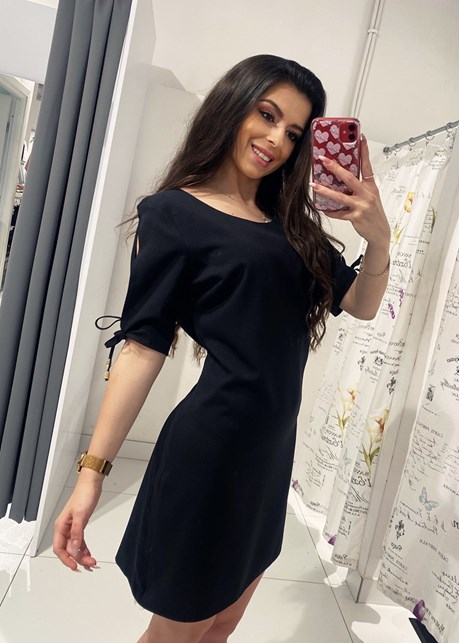 Sukienka krótka kokardki tył czarny