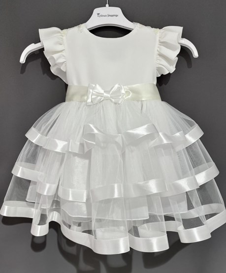 Sukienka dziecięca koronka na ramionach biel