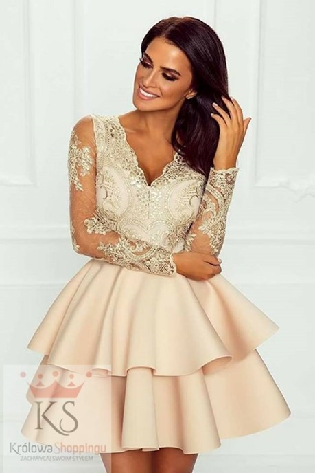 Sukienka krótka pianka rękaw wanilia