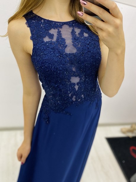 Sukienka długa paski granat