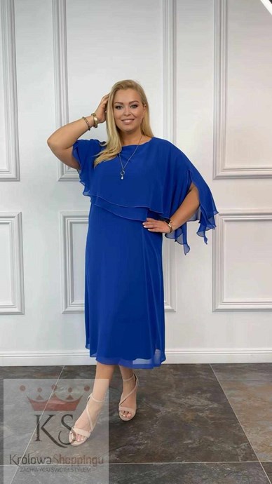 Sukienka midi prosta narzutka asymetria chaber