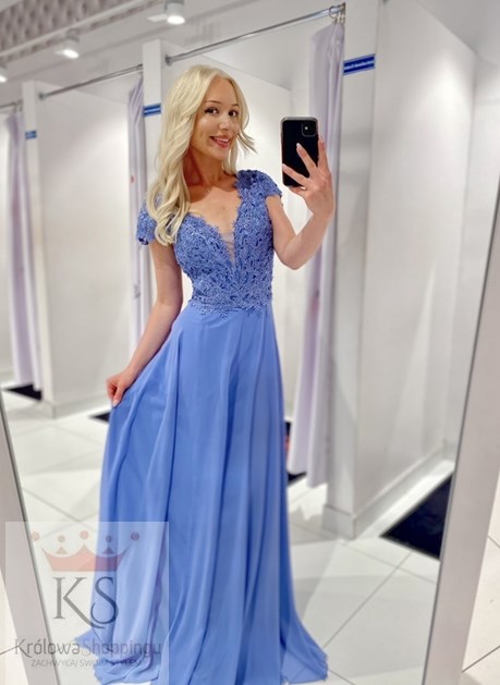 Sukienka długa góra koronka cekiny jeans