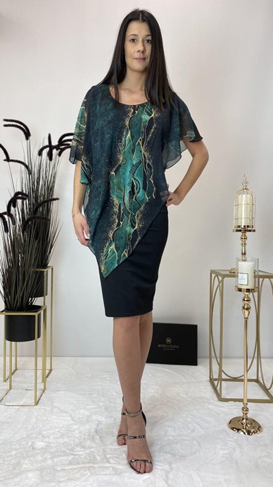 Sukienka krótka maskująca wzór czerń/zieleń