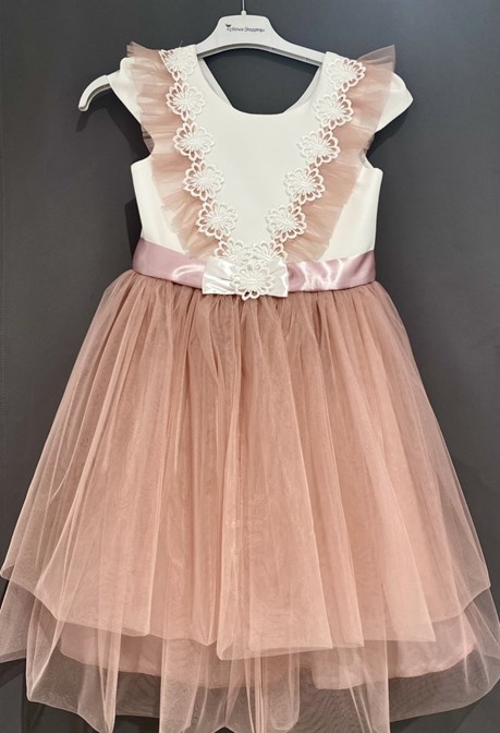 Sukienka dziecięca tiul koronka u góry wrzos