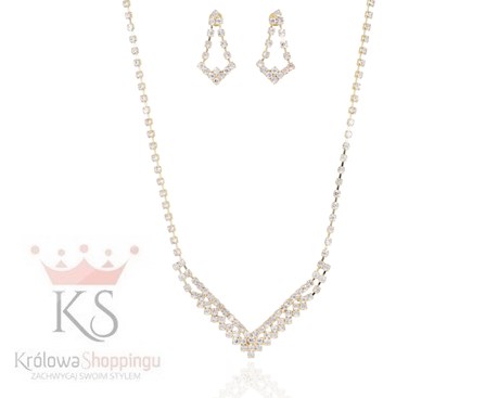 Komplet cyrkonie trójkąt złoto/srebro