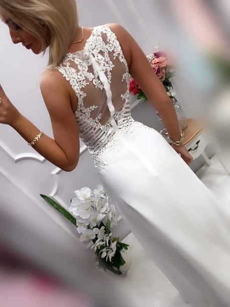 Sukienka długa paski biały