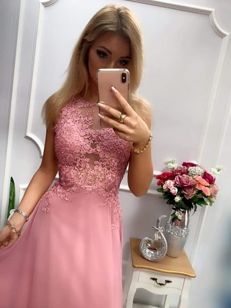 Sukienka długa paski wrzos