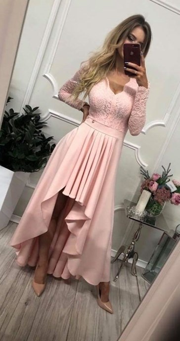 Sukienka długa asymetryczna długi rękaw wrzos