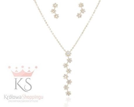 Komplet cyrkonie kwiatki złoto/srebro