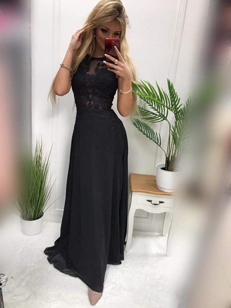 Sukienka długa paski czarny