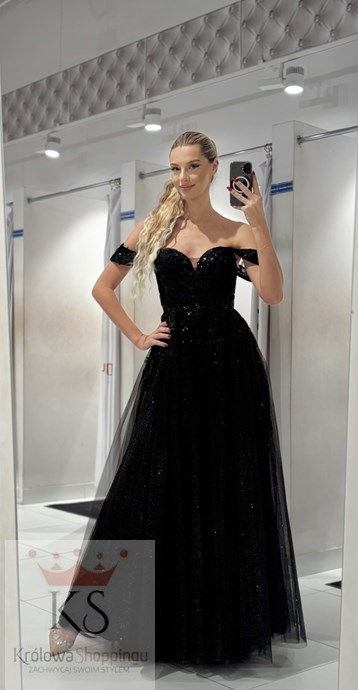 Sukienka długa tiul zdobienia hiszpanka czerń