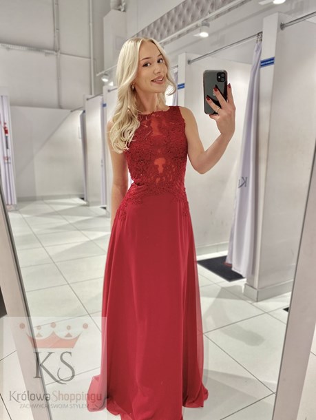 Sukienka długa paski bordo