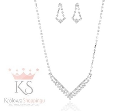 Komplet cyrkonie trójkąt złoto/srebro