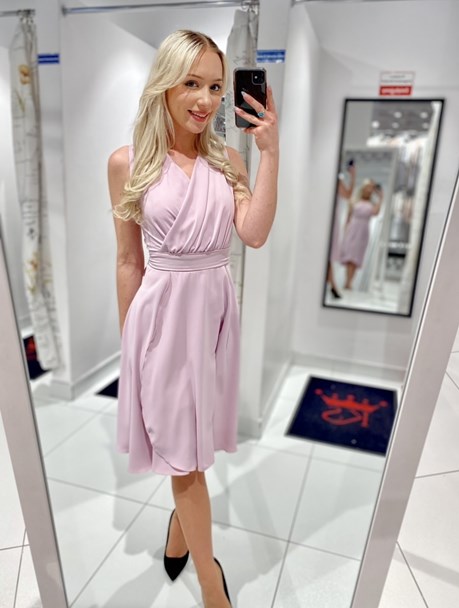 Sukienka krótka rozkloszowana pasek lila