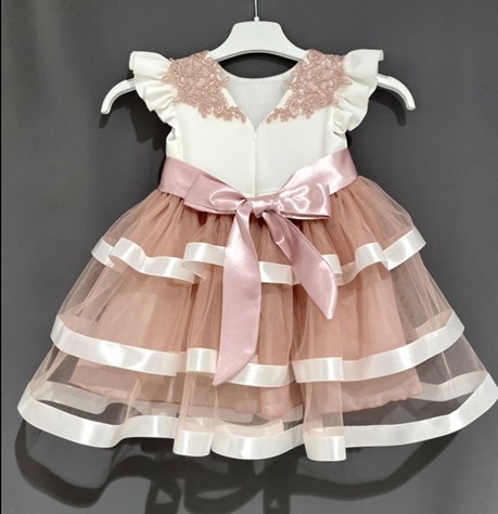 Sukienka dziecięca koronka na ramionach wrzos