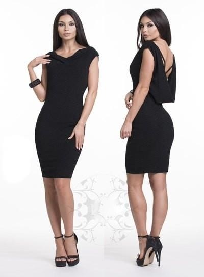 Sukienka krótka dekolt plecy brokat czarny