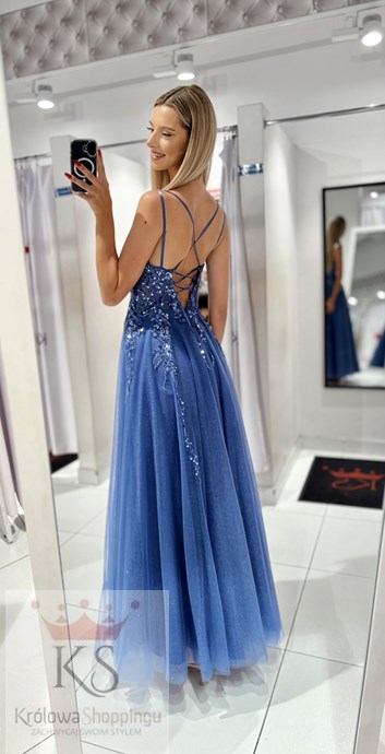 Sukienka długa gorset tiul brokat jeans