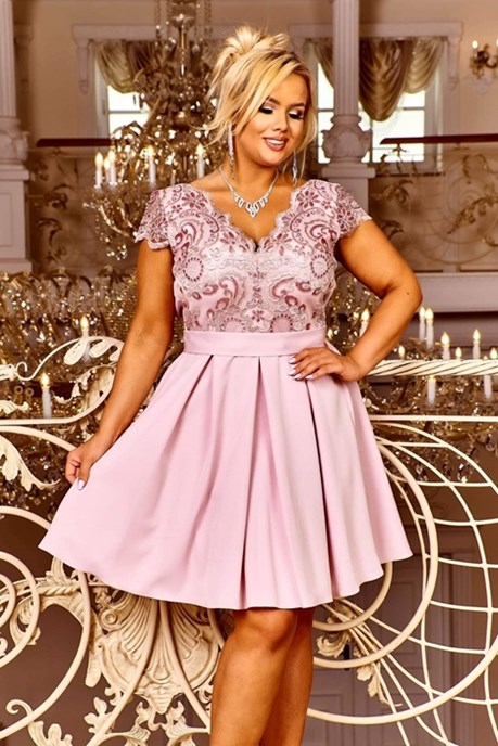 Sukienka krótka dół zakładki wrzos