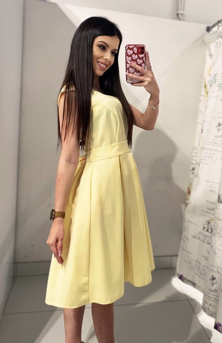 Sukienka krótka rozkloszowana żółta