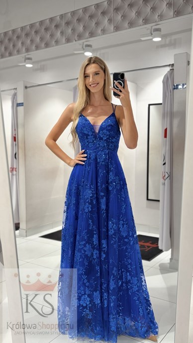 Sukienka długa tiul wiązanie plecy chaber